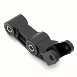 CNC machined rear suspension linkage with 1.25 inch lift for enhanced e bike handling and stability