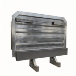 Rear-quarter angle of semi truck cab guard highlighting mounting brackets and side impact bars