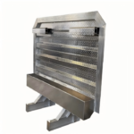 Side profile of semi truck cab guard with extended side wings and streamlined contour