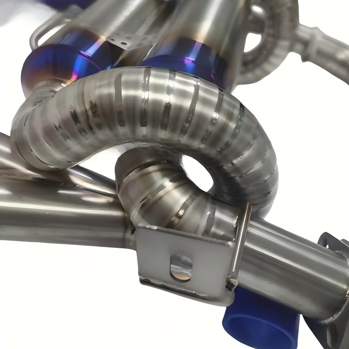 Titanium Cat Back Exhaust with precision welding and heat shield design for race ready exhaust systems