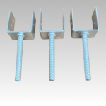Three galvanized U Shaped Beam Bracket sets, threaded rebar timber support hangers for wooden beam construction