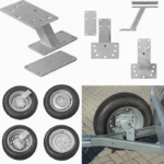 Z Bracket assembly with caster wheel metal stamped mounting brackets