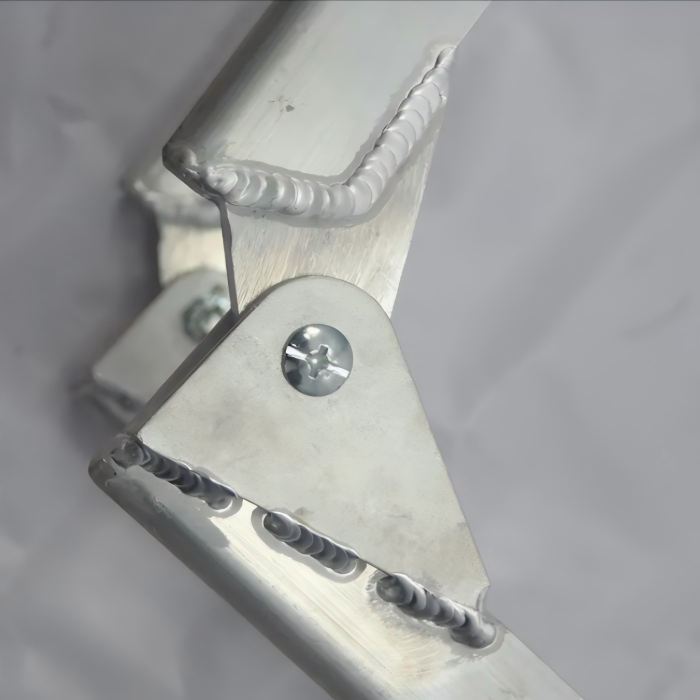 Aluminum Tailgate Extender TIG welded joints with reinforced aluminum tubing structure ensuring high strength and durability
