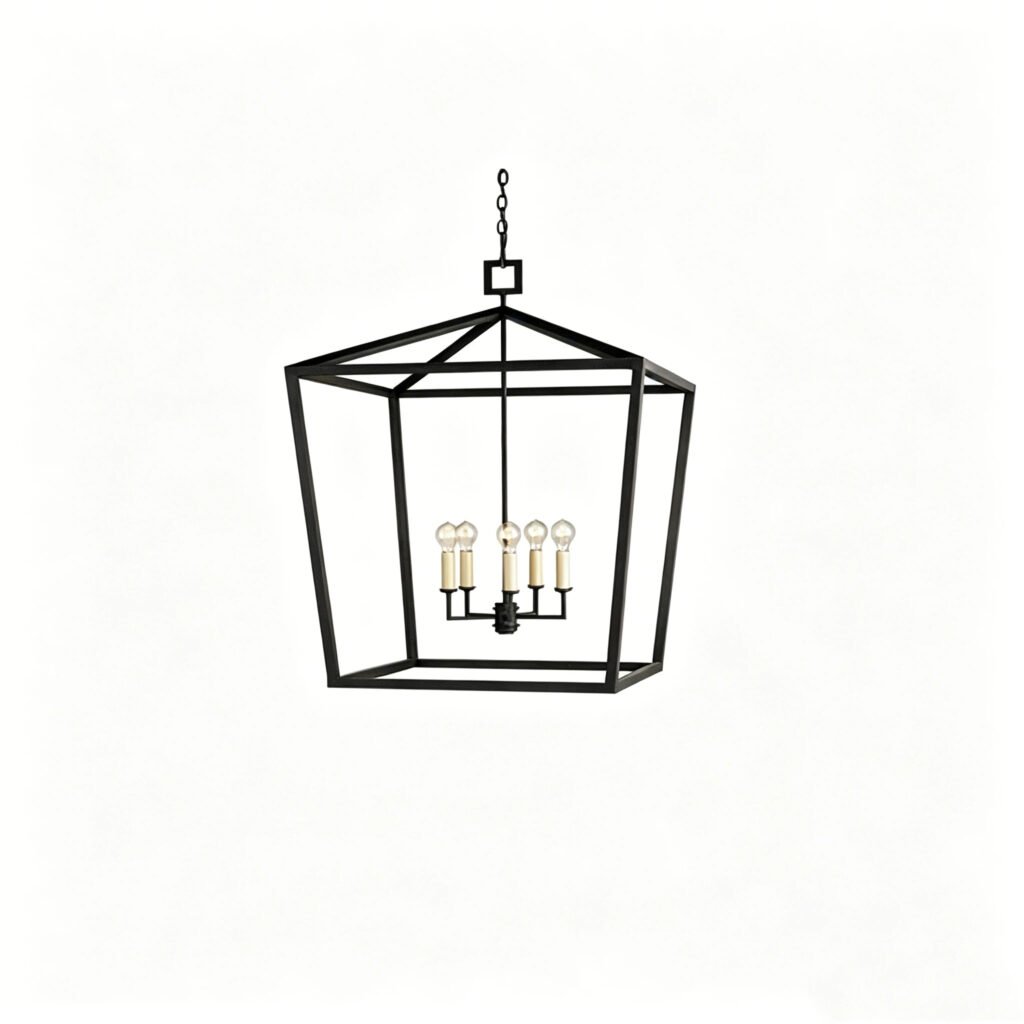 industrial style black iron cage pendant lighting