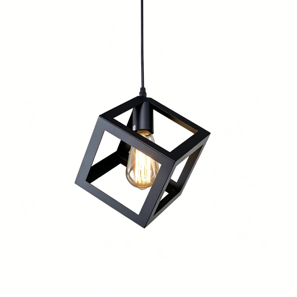 powder coated matte black cage pendant lighting