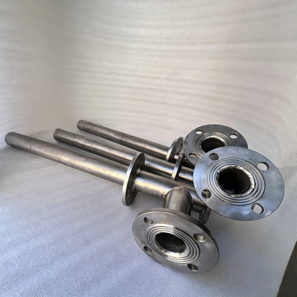 Titanium tee pipe assembly with TIG welded construction