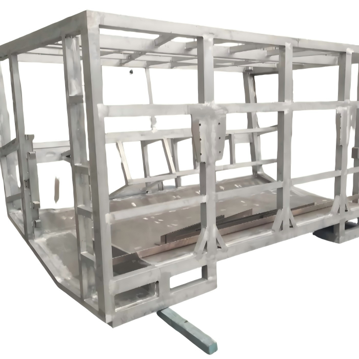 Welded aluminum frame designed for machine bases, equipment structures, and customized fabrication with high accuracy
