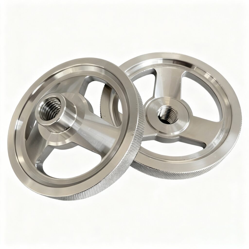 CNC Turned Stainless Steel Handwheel Knobs | Custom Control Wheel Components - CNC Turning - yuangemfg.com