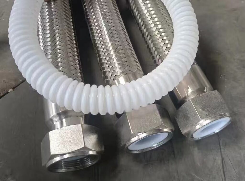 Compact PTFE braided hose for narrow‑space industrial installation
