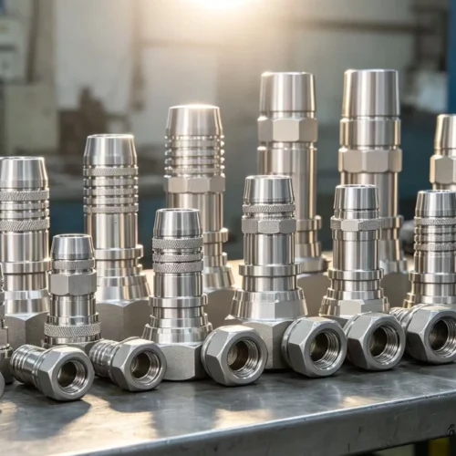 Custom stainless steel hose fitting with multi‑style thread for industrial fluid conveyance