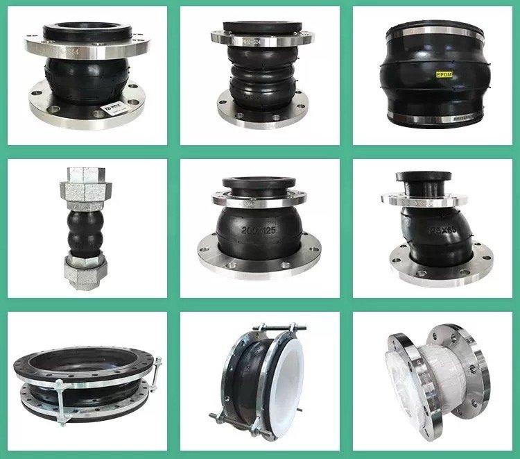 Rubber expansion joint carbon steel flange connection close‑up