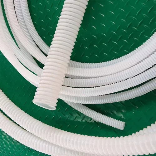 Flexible corrugated un‑braided PTFE hose for low pressure chemical service