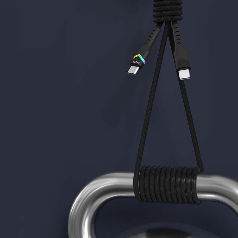 كابل الشحن السريع PD المضفر من النايلون المزود بمصباح LED من سلسلة Rainbow، من Type-C إلى Type-C...