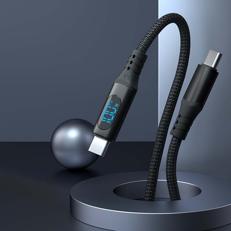 Star-Sky Series 5A PD Charging Cable with LED Power Display, Type-C to Type-C Nylon Braided - TYPE C CABLE - flitop.net