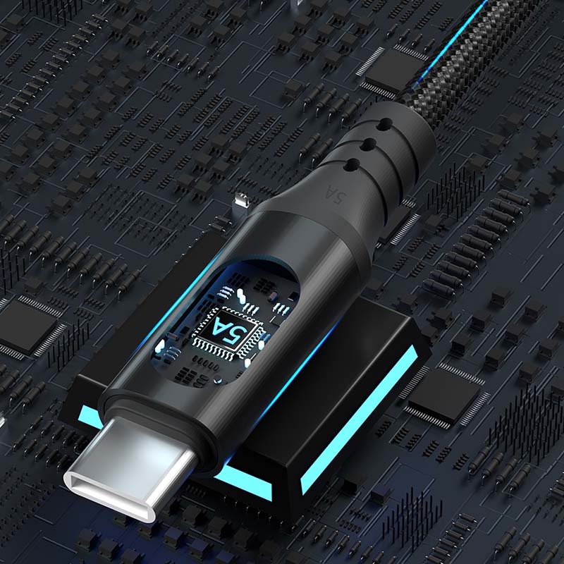 Star-Sky Series 5A PD Charging Cable with LED Power Display, Type-C to Type-C Nylon Braided - TYPE C CABLE - flitop.net