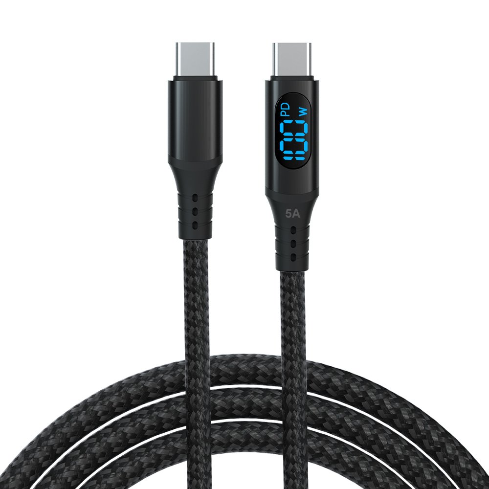 Star-Sky Series 5A PD Charging Cable with LED Power Display, Type-C to Type-C Nylon Braided - TYPE C CABLE - flitop.net