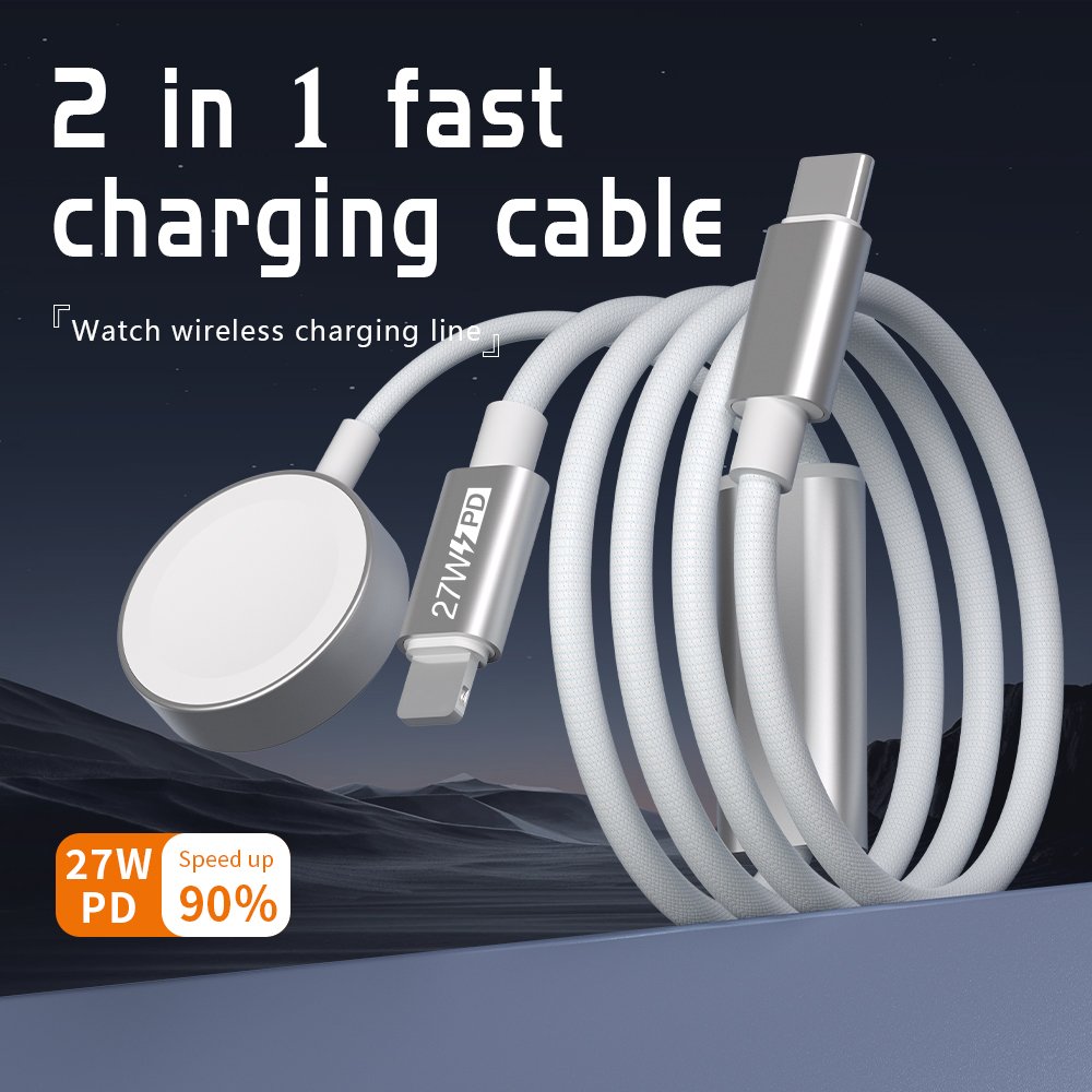 2-IN-1 TYPE C to Lightning and iWatch Quick Charging Data Cable - IPHONE CABLE - flitop.net