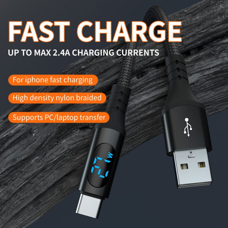 Star-sky Series Charging Watts LED Display USB AM/TYPE CM Braid QC Quick Charging Cable - IPHONE CABLE - flitop.net