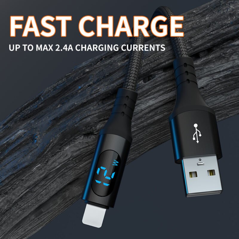 Star-sky Series Charging Watts LED Display USB AM/Lightning Braid Quick Charging Cable - IPHONE CABLE - flitop.net