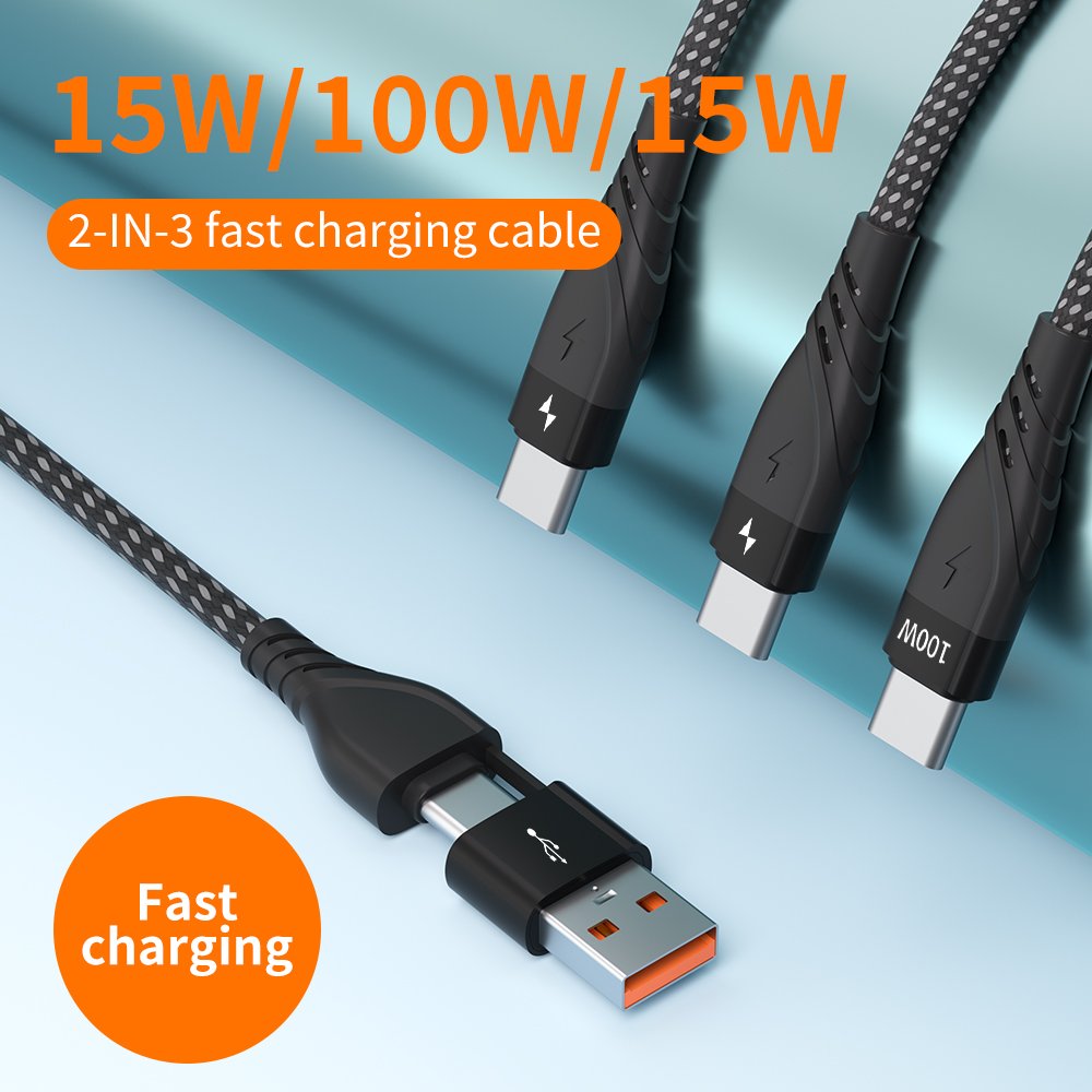 CYCLONE Serie 2-IN-3 Multi-function PD Quick Charging Cable - MULTIHEAD CABLE - flitop.net