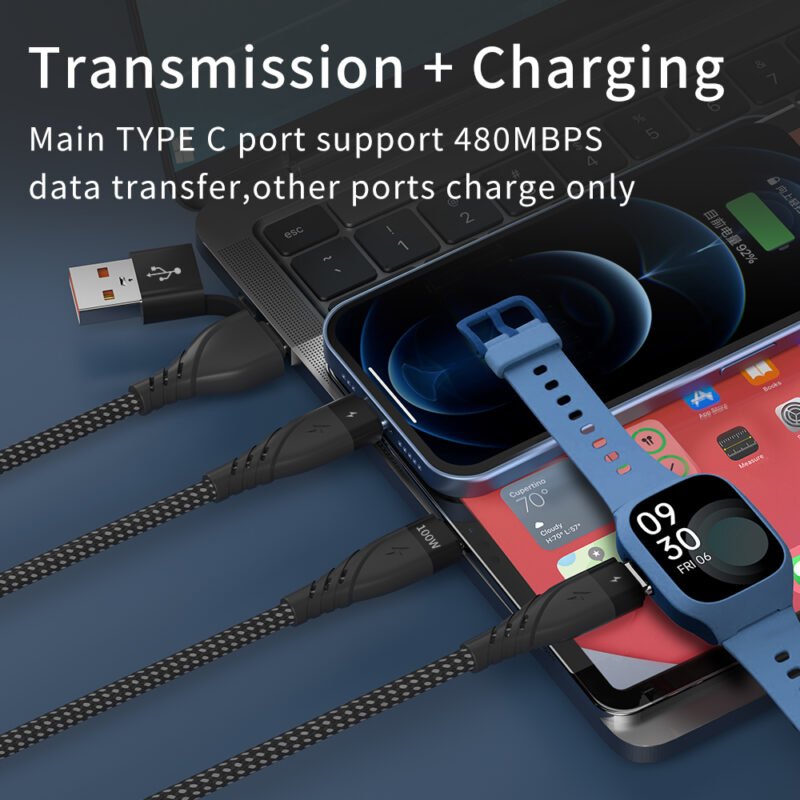 CYCLONE Serie 2-IN-3 Multi-function PD Quick Charging Cable - MULTIHEAD CABLE - flitop.net