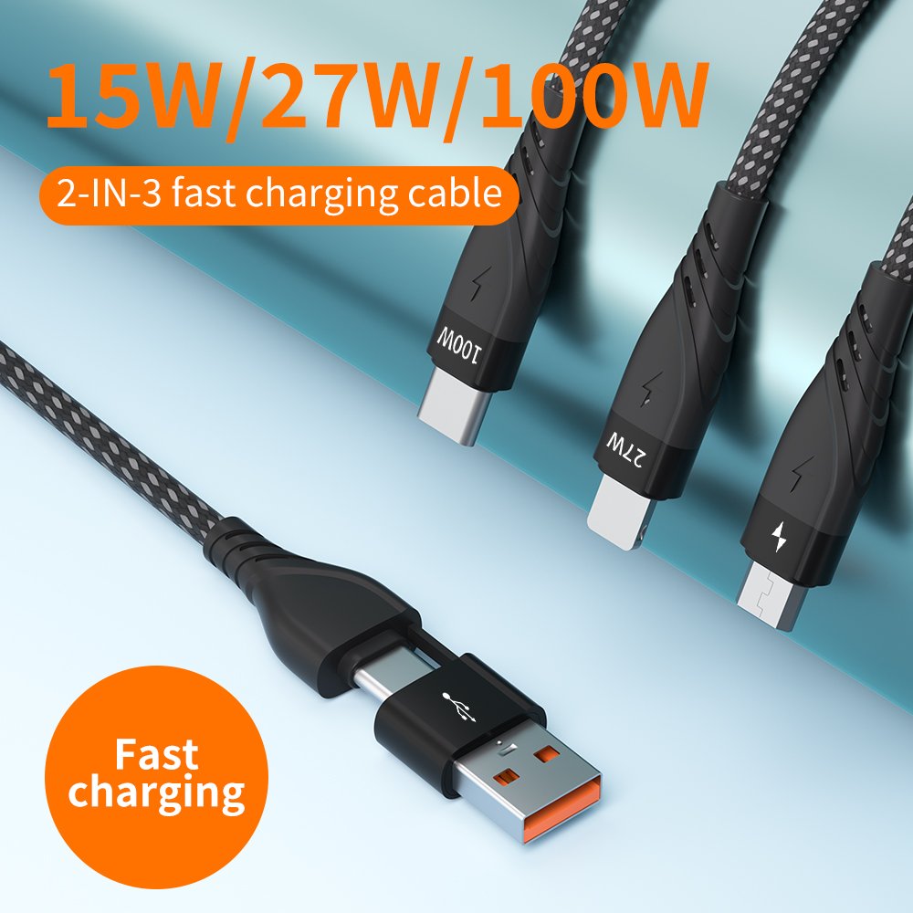 CYCLONE Serie 2-IN-3 Multi-function PD Quick Charging Cable - IPHONE CABLE - flitop.net