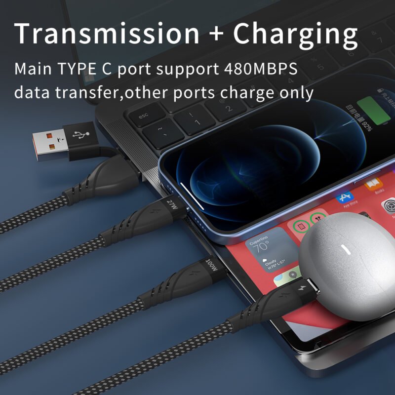 CYCLONE Serie 2-IN-3 Multi-function PD Quick Charging Cable - IPHONE CABLE - flitop.net