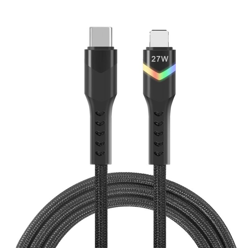 Rainbow Series TYPE CM to Lightning 8 PIN LED Light Nylon Braid PD Quick Charging Cable - IPHONE CABLE - flitop.net