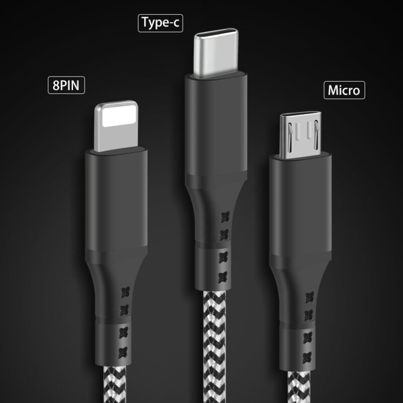 GUARD Serie 2 in 3 Nylon Braid universal charging cable - IPHONE CABLE - flitop.net