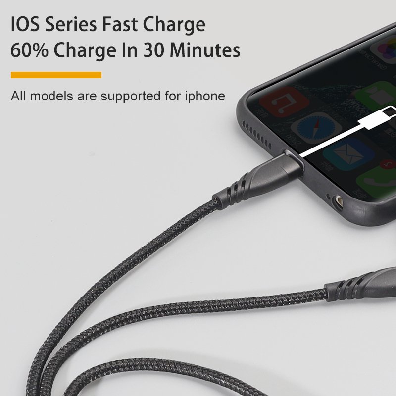 CYCLONE Serie 2 in 3 Armature braid universal USB Charging Cable - IPHONE CABLE - flitop.net