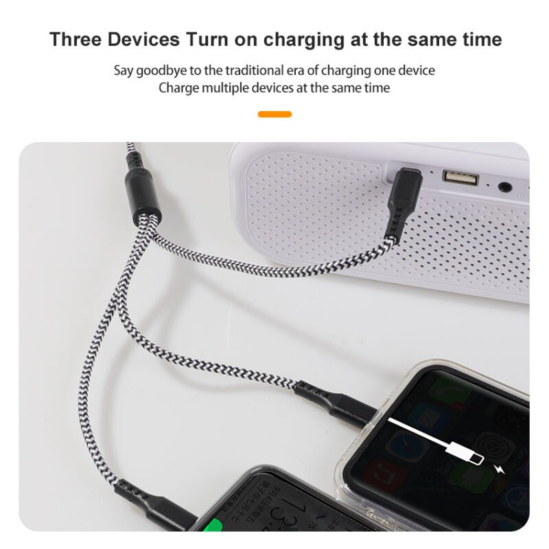 GUARD Serie 2 in 3 Nylon Braid universal charging cable - IPHONE CABLE - flitop.net