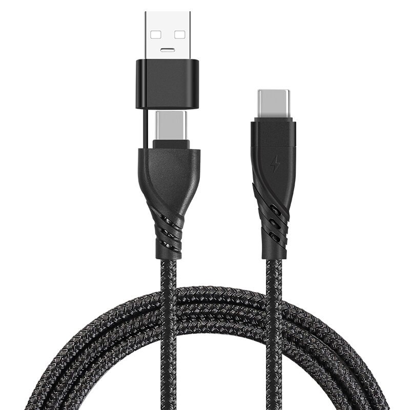 CYCLONE Serie  2 in 1 Armature braid TYPE CM+USB AM Adapter to TYPE CM PD Quick Charging Cable - IPHONE CABLE - flitop.net