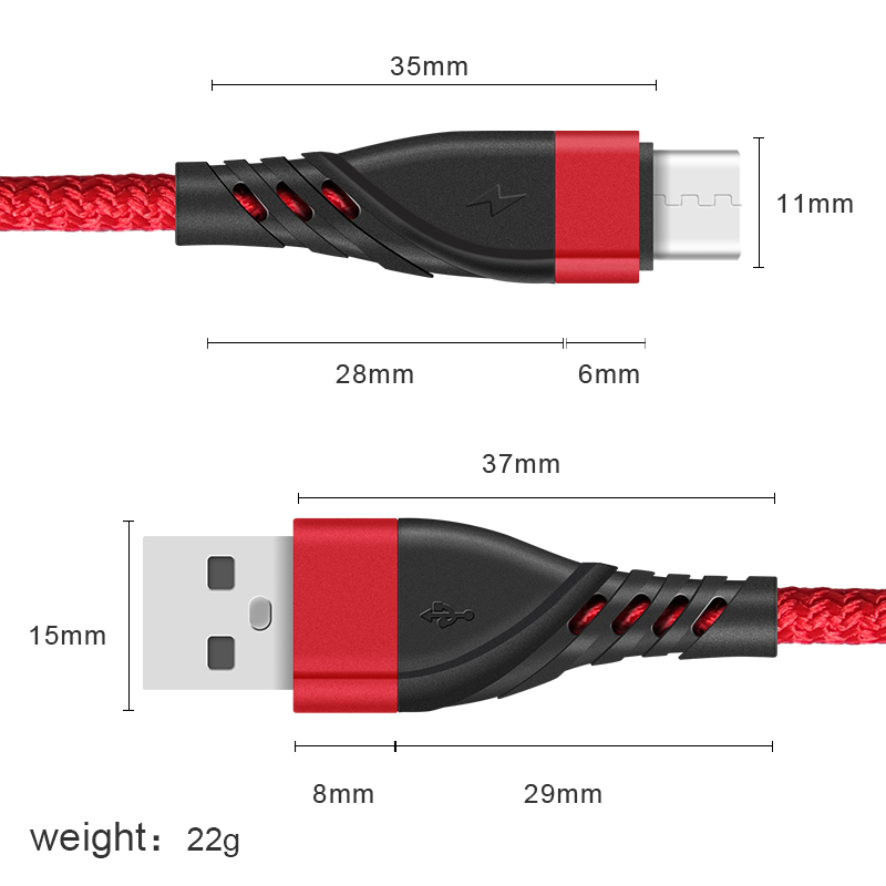 Cabo CYCLONE da série, com trança de nylon, USB A macho para Micro B macho</trp-post-container...