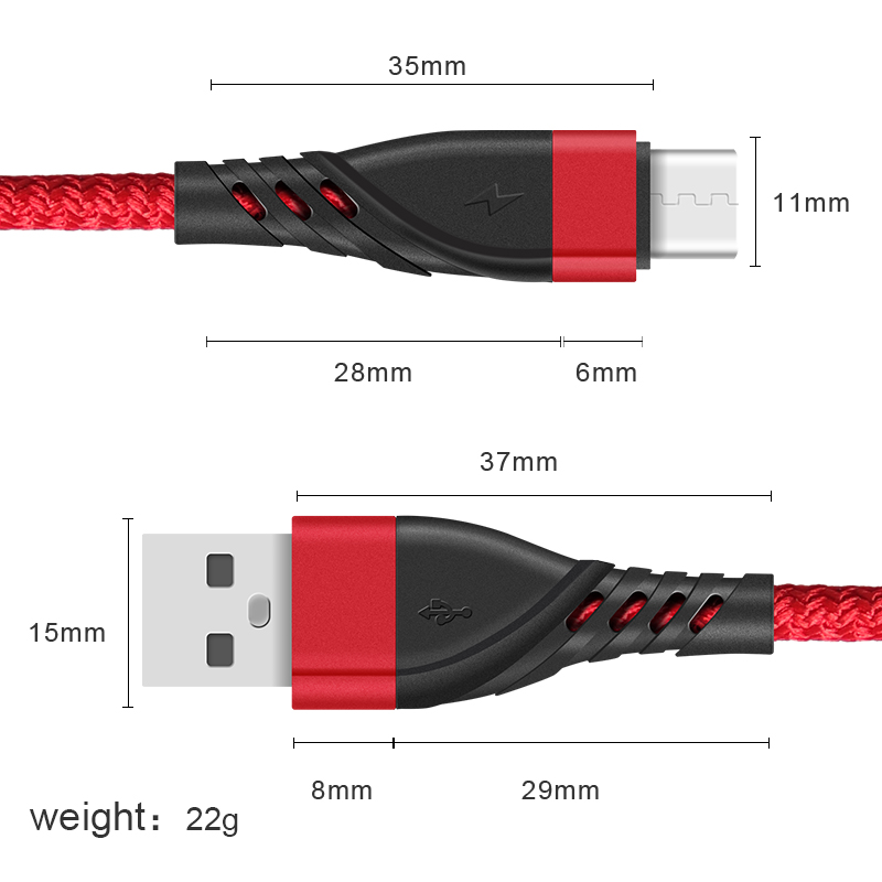 CYCLONE Serie Nylon braid USB A male to Type C male Data and Charging cable - IPHONE CABLE - flitop.net