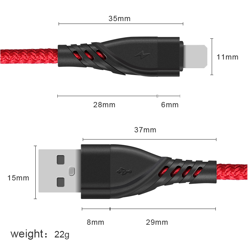 CYCLONE Serie Nylon braid USB A male to Lighting male 8 pin cable - IPHONE CABLE - flitop.net