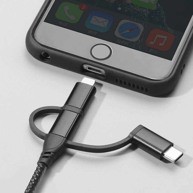 CYCLONE Serie 3 in 1 Armature braid universal USB Data Cable - IPHONE CABLE - flitop.net